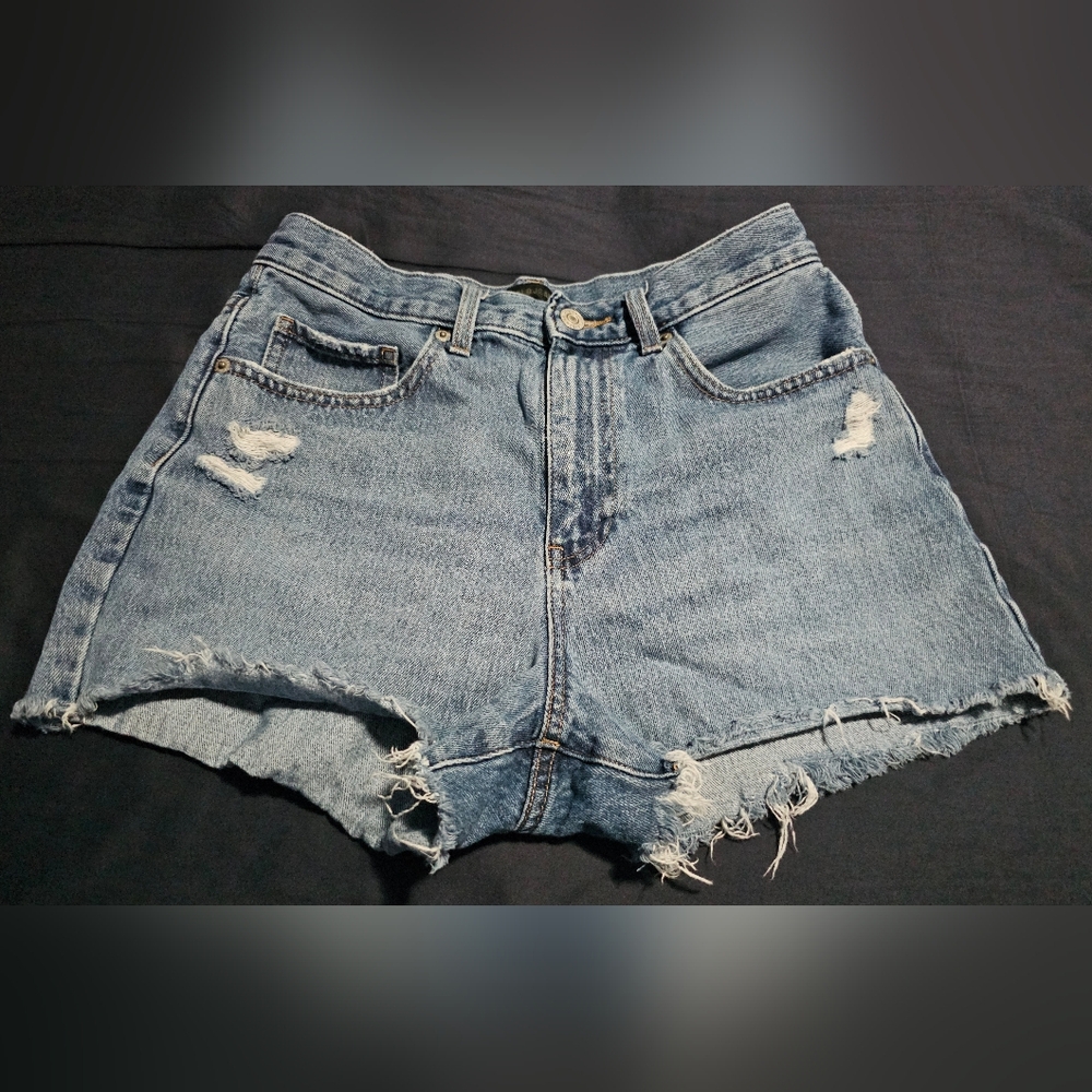 EUC Uniqlo Jeans High Waisted Distressed Denim Cut Off Shorts
